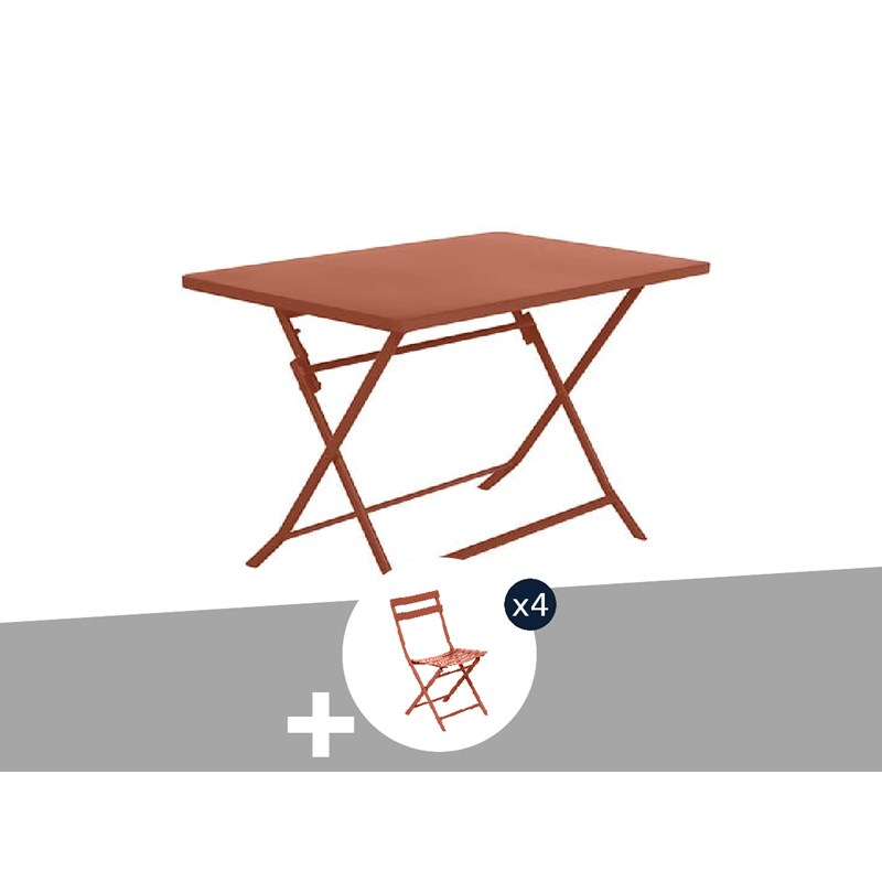 Table de jardin rectangle greensboro 110 x 70 cm ambre avec 4 chaises - hespérid