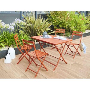Table de jardin rectangle greensboro 110 x 70 cm ambre avec 4 chaises - hespérid