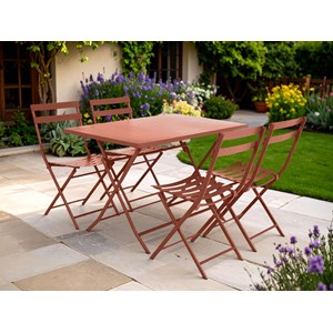 Table de jardin rectangle greensboro 110 x 70 cm ambre avec 4 chaises - hespérid