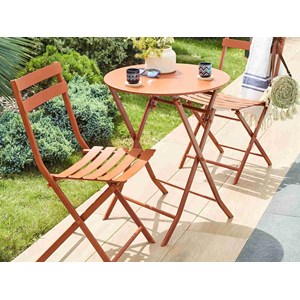 Salon de jardin rond en métal greensboro ø 60 cm ambre avec 2 chaises - hespérid
