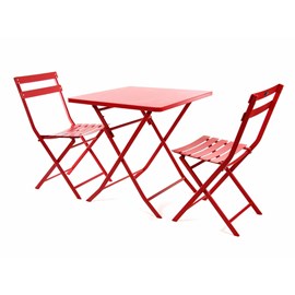 Salon de jardin carré en métal greensboro 70 x 70 cm groseille avec 2 chaises -