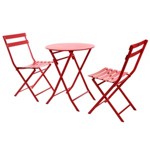 Salon de jardin rond en métal greensboro ø 60 cm groseille avec 2 chaises - hesp
