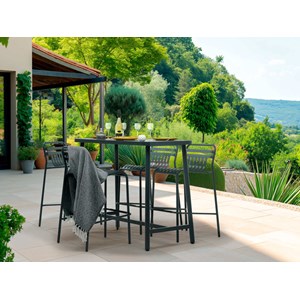 Table de bar rectangulaire mange-debout miami + 4 tabourets - jardiline
