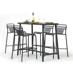 Table de bar rectangulaire mange-debout miami + 4 tabourets - jardiline