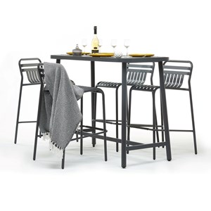 Table de bar rectangulaire mange-debout miami + 4 tabourets - jardiline