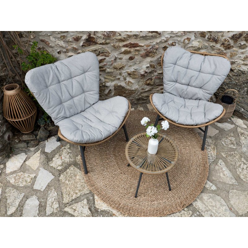 Salon de jardin maiso en résine tressée - 2 places - jardideco