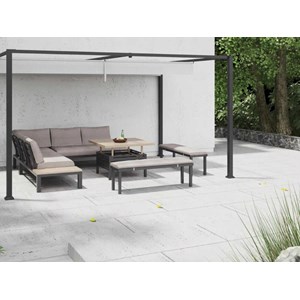 Salon de jardin lanza taupe en aluminium - 7 places - jardideco
