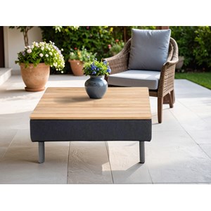 Table basse de jardin en aluminium gris et teck - jardideco