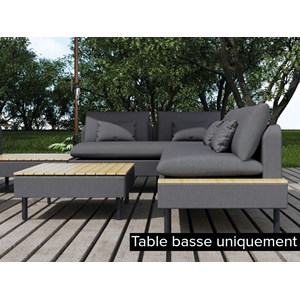 Table basse de jardin en aluminium gris et teck - jardideco