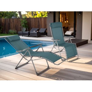 2 fauteuils de jardin relax silos bleu canard - hespéride