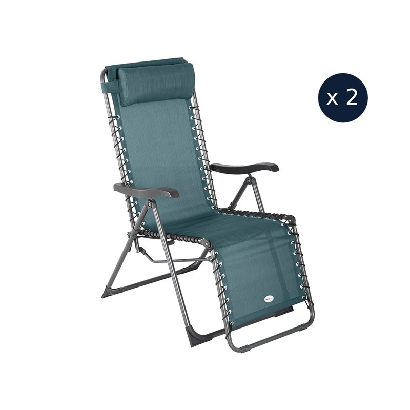 2 fauteuils de jardin relax silos bleu canard - hespéride