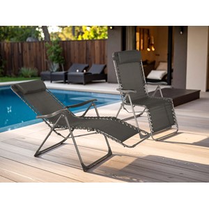 2 fauteuils de jardin relax silos gris anthracite - hespéride
