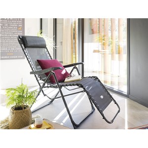2 fauteuils de jardin relax silos gris anthracite - hespéride
