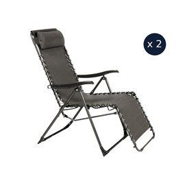 2 fauteuils de jardin relax silos gris anthracite - hespéride