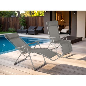 2 fauteuils de jardin relax silos gris - hespéride