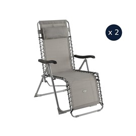 2 fauteuils de jardin relax silos gris - hespéride