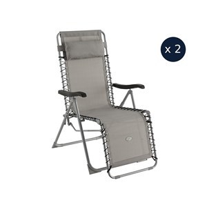 2 fauteuils de jardin relax silos gris - hespéride