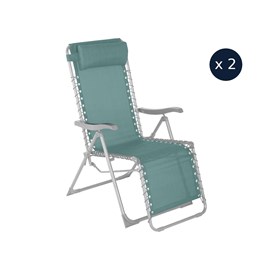 2 fauteuils de jardin relax silos vert jade - hespéride