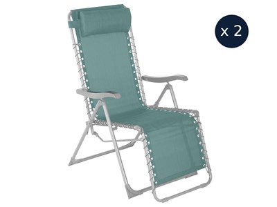 2 fauteuils de jardin relax silos vert jade - hespéride