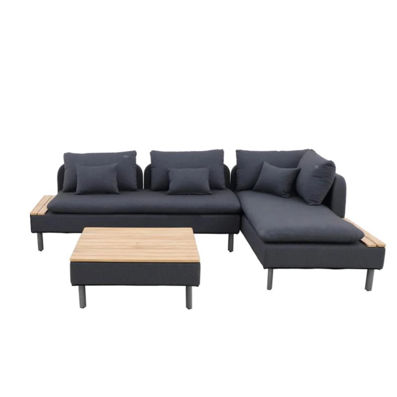 Jardideco - Salon de jardin détente modularo, 2 canapés + 1 table basse - jardideco