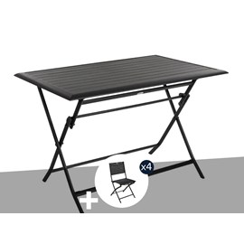 Table de jardin rectangulaire azua 4 places graphite + 4 chaises pliantes modula
