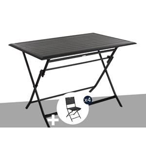 Table de jardin rectangulaire azua 4 places graphite + 4 chaises pliantes modula