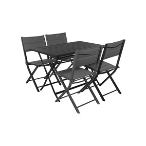 Table de jardin rectangulaire azua 4 places graphite + 4 chaises pliantes modula