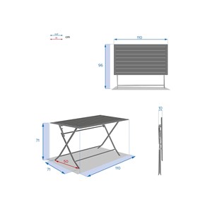 Table de jardin rectangulaire azua 4 places graphite + 4 chaises pliantes modula