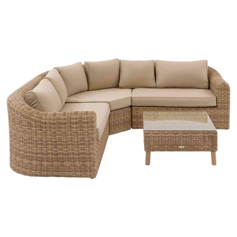 Salon de jardin en résine tressée moorean angle - 5 places - hespéride