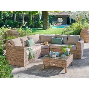 Salon de jardin en résine tressée moorean angle - 5 places - hespéride