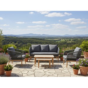 Salon de jardin alu effet bois brossé orissa gris - 5 places - hespéride
