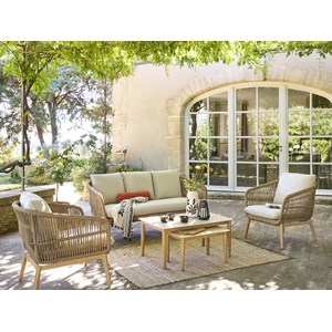 Salon de jardin alu effet bois brossé orissa taupe - 5 places - hespéride