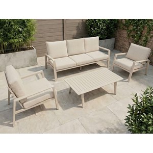 Salon de jardin aluminium luzane argile - 5 places - hespéride