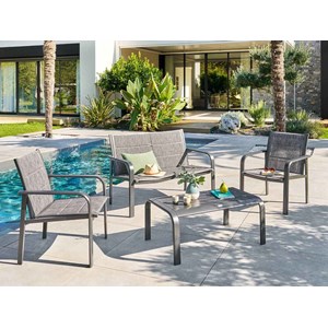 Salon de jardin alu et texaline piazza graphite - 4 places - hespéride