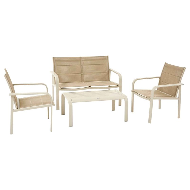 Salon de jardin alu et texaline piazza argile - 4 places - hespéride