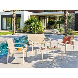 Salon de jardin alu et texaline piazza argile - 4 places - hespéride