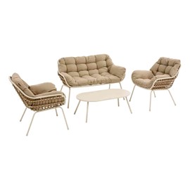 Salon de jardin en aluminium paopao argile - 4 places - hespéride