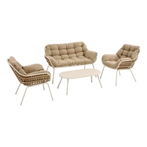 Salon de jardin en aluminium paopao argile - 4 places - hespéride