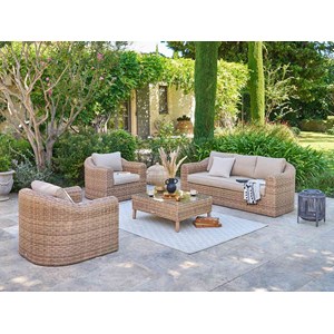Salon de jardin en résine tressée moorea savana - 5 places - hespéride