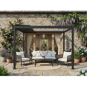 Pergola bioclimatique toit rétractable evora graphite - 4 x 3 m - hespéride