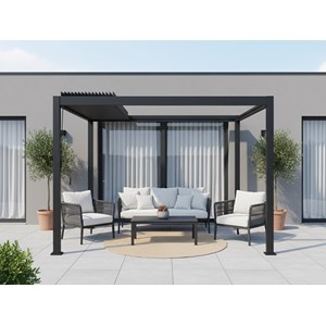 Pergola bioclimatique toit rétractable evora graphite - 4 x 3 m - hespéride