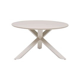 Table de jardin ronde alu&nbsp;verre oryon argile - 6 places - hespéride