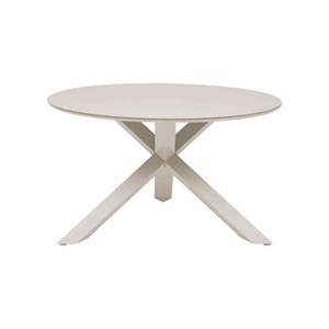 Table de jardin ronde alu&nbsp;verre oryon argile - 6 places - hespéride