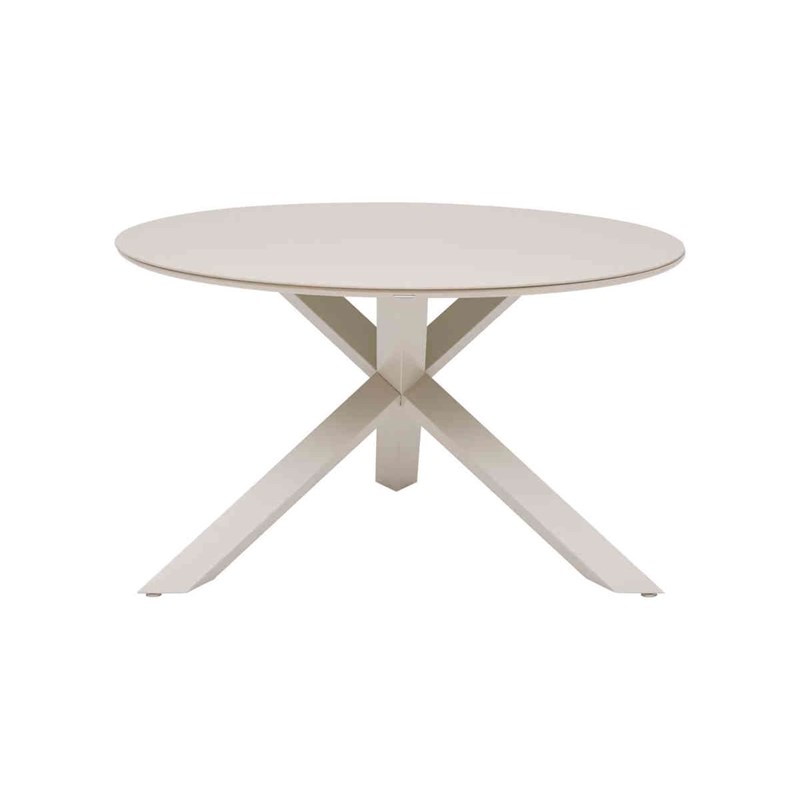 Table de jardin ronde alu&nbsp;verre oryon argile - 6 places - hespéride