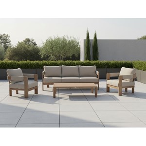 Salon de jardin en alu effet bois oryna - 5 places - hespéride