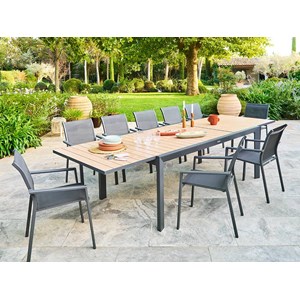 Table de jardin rectangulaire extensible rallonge coulissante alu evasion effet