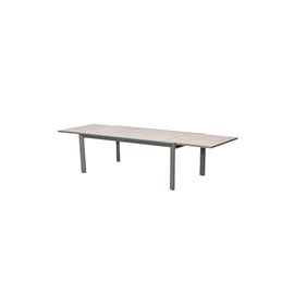 Table de jardin rectangulaire extensible rallonge coulissante alu evasion effet