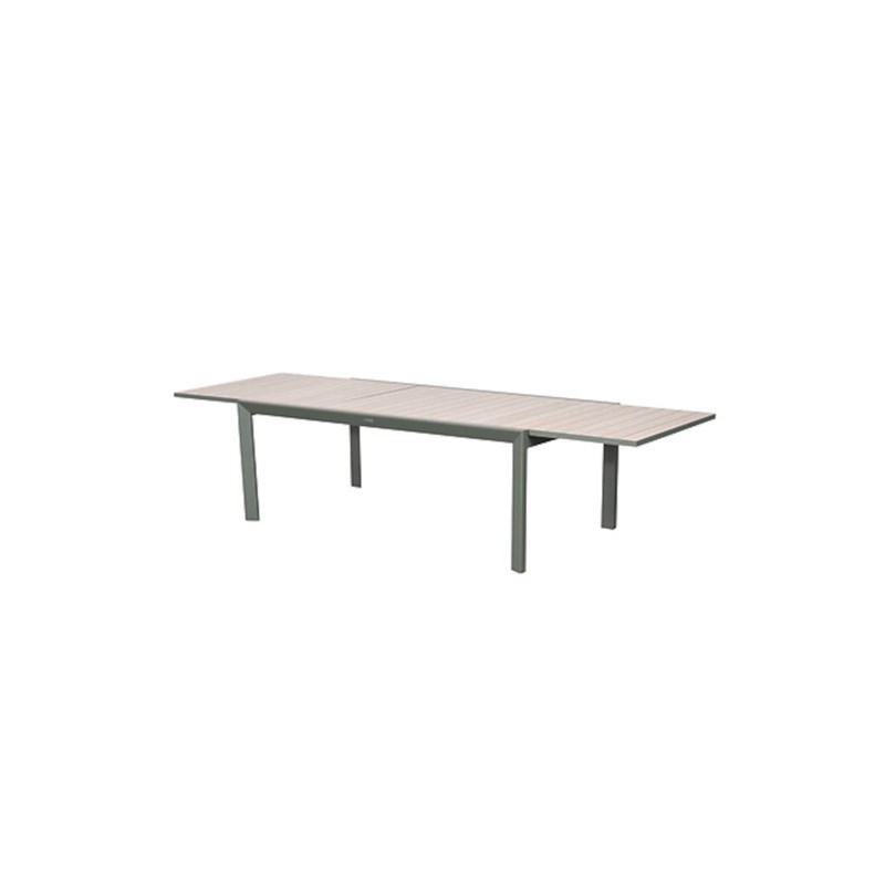Table de jardin rectangulaire extensible rallonge coulissante alu evasion effet