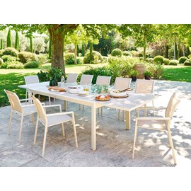 Table de jardin rectangulaire extensible rallonge coulissante alu evasion effet