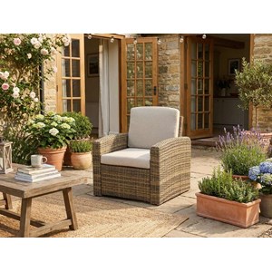 Fauteuil de jardin en alu et résine tressée selenim naturae - hespéride
